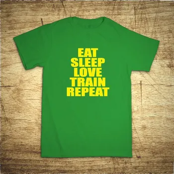 Dámské tričko Eat, sleep, love, train, repeat, Barva Zelená, Velikost 4XL Bezvatriko.cz 103009