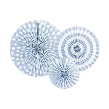 Dekorativní rozety 3ks - světle modré se vzory