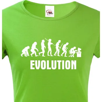 Dámské tričko Dámské tričko s potiskem Evoluce IT, Barva Zelená, Velikost XL, Canvas Dámské tričko s krátkým rukávem Bezvatriko.cz 1