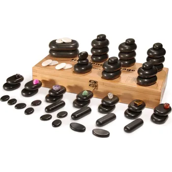 Masážní kámen Fabulo Masážní lávové kameny Fabulo, 64ks + bambusová krabička