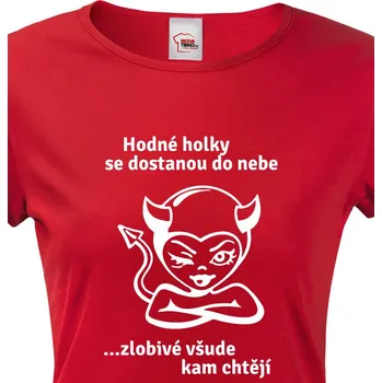 Dámské tričko Dámské tričko hodné, zlobivé holky, Barva Červená, Velikost 2XL, Canvas Dámské tričko s krátkým rukávem Bezvatriko.cz 1