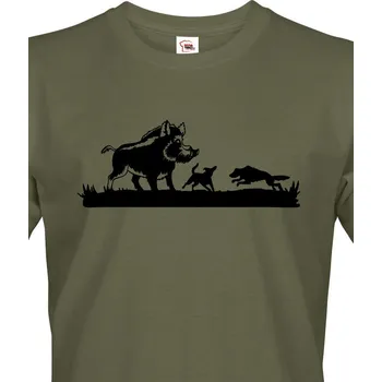Pánské tričko Tričko pro myslivce Lov divokých prasat, Barva Military - 69 Bezvatriko.cz 1