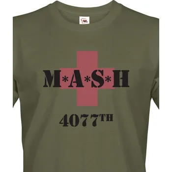 Pánské tričko Pánské Tričko s potiskem MASH 4077, Barva Military - 69 Bezvatriko.cz 1