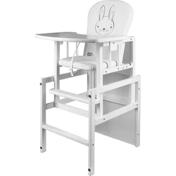 Jídelní židlička New Baby Borovicová židlička Králíček bílá