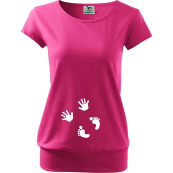 Těhotenské Tričko s motivem Otisky, Barva Purpurová, Velikost L, Canvas Těhotenské tričko Bezvatriko.cz 1