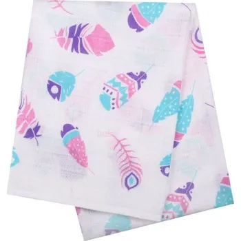 Bambusová plenka/osuška 90x90 cm Littleup Pink Feather