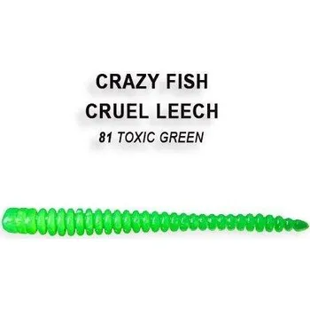 Umělá nástraha Gumová nástraha Crazy Fish Cruel Leech 5,5cm 81 Toxicgreen (8ks)