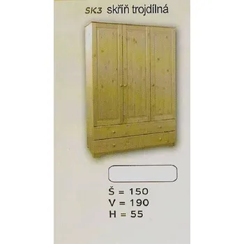 Šatní skříň Hlobil SK 3 třídvéřová