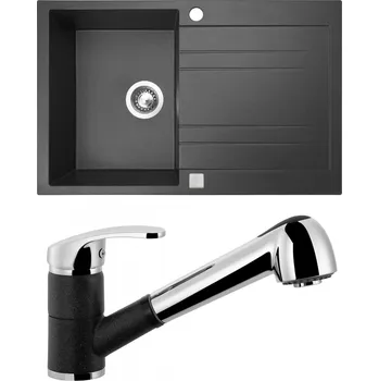 Granitový dřez Sinks Grande 800 Granblack 30 + baterie Legenda S Granblack 30