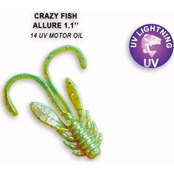 Gumová nástraha Crazy Fish Allure 2,7cm 14 UV Motor oil (10ks)