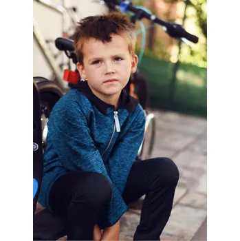 Dívčí oblečení tyrkysová melírovaná mikina s kapucí