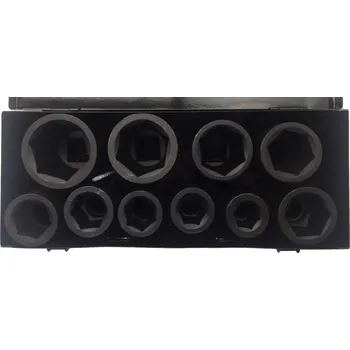 Gola sada Hlavice nástrčné 1", 6 hran, pro rázové utahováky, CrMo, 22 - 50 mm, sada 11 dílů, Welzh (Welzh Werkzeug)