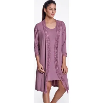 Dámská noční košile Dámská bambusová košilka TAMARA s županem - Borůvková, M, Luisa Moretti
