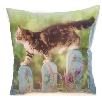 Dekorativní polštářek Povlak na polštář foto 40 x 40 cm Kočka na plotě