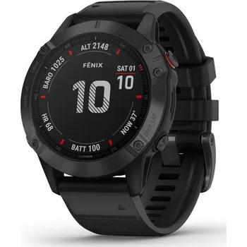 Chytré hodinky Garmin Fenix 6 Glass, Black/Black Band (MAP/Music)