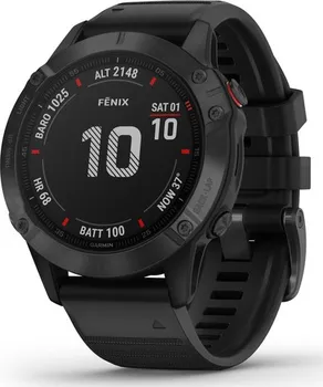 chytré hodinky Garmin Fenix 6 Glass, Black/Black Band (MAP/Music)