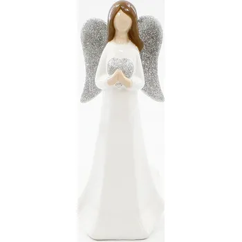 Vánoční dekorace Anděl porcelán 23cm bílá (775624)