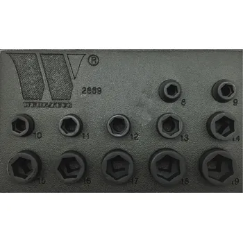 Gola sada Hlavice nástrčné XS, pro rázové utahováky, 6 hran, CrMo, 8-19 mm, sada 12 dílů, Welzh (Welzh Werkzeug)