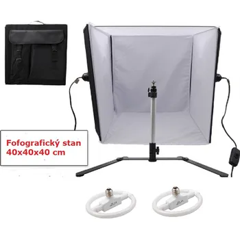 Sestava studiového vybavení Foto stan 40 cm s vestavěným osvětlením 2x 22W a stativem (Sada pro produktovou fotografii )