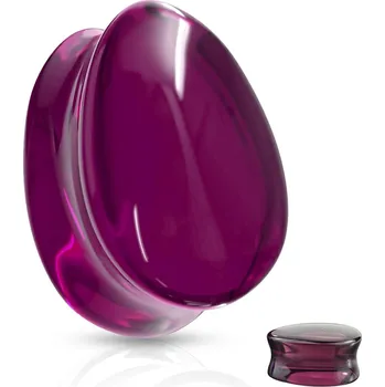 Piercing Šperky4U Skleněný plug do ucha slza fialová - PL01247A-14