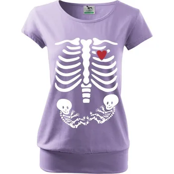 Těhotenská móda Tričko pro těhotné maminky Kostřičky dvojčátka, Barva Fialová, Velikost 2XL, Canvas Těhotenské tričko Bezvatriko.cz 1