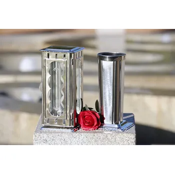 Smuteční dekorace Hřbitovní lampa zdobená kruhy s vázou