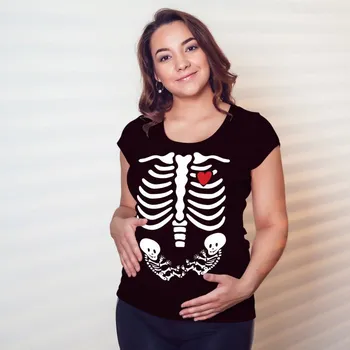 Těhotenská móda Tričko pro těhotné maminky Kostřičky dvojčátka, Barva Černá, Velikost S, Canvas Těhotenské tričko Bezvatriko.cz 1