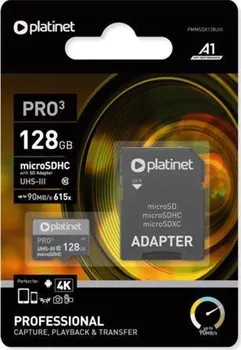 Paměťová karta Platinet Secure Digital Micro SDXC 128 GB + adaptér Class10 UIII A1 (PMMSDX128UIII)