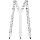 Pánské šle Avantgard - bílé s černými puntíky, bílá kůže