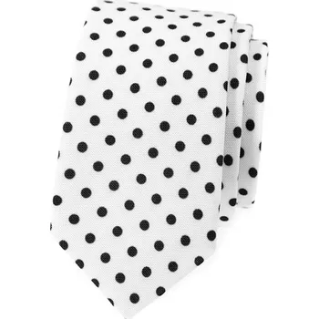 Kravata Úzká Kravata Avantgard - bílá s černými puntíky