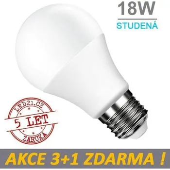 Žárovka LED21 LED žárovka E27 18W SMD2835 1500 lm CCD STUDENÁ, 3+1 Zdarma