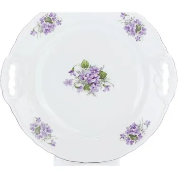 Talíř Český porcelán, a.s., Dubí Talíř koláčový, český porcelán, 28 cm, fialky, Český porcelán