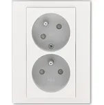Zásuvka dvojnásobná s clonkami, s natočenou dutinou, perleťová/ledová bílá ABB 5513H-C02357 68