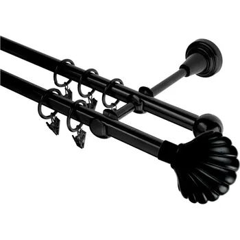 Garnýž kovová 400 cm dvouřadá - dvojitá 16 Mušle černá