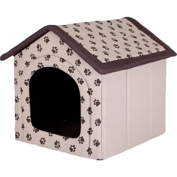 Pelíšek pro psa HobbyDog Pelíšek pro psa Bouda - béžová a packy Velikost: R4 - 60 x 55 x 60 cm