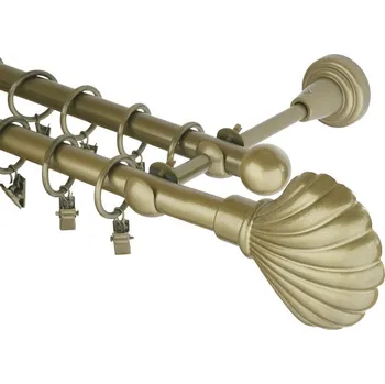 Garnýž Garnýž kovová 480 cm dvouřadá - dvojitá 16 mušle zlatá antik