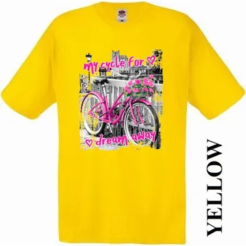 Dívčí tričko detske-levne-bavlnene-tricko-potisk-kolo Barva: Yellow - žlutá, velikost: 164