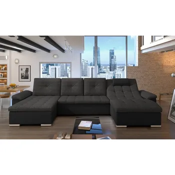 Sedací souprava Rozkládací rohová sedačka MORGAN černá žíhaná / černá