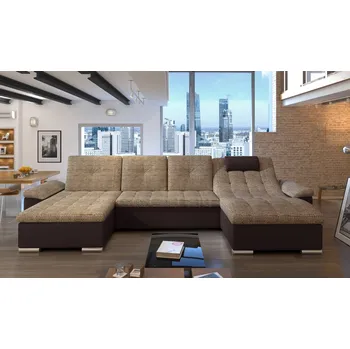 Sedací souprava Rozkládací rohová sedačka MORGAN cappucino / hnědá