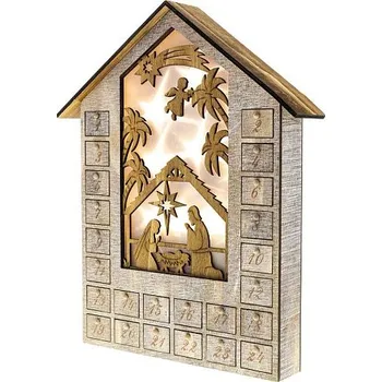 Vánoční světelná dekorace Retlux 344 Dřevěný adventní kalendář 10 LED teplá bílá