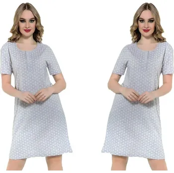 Dámské noční prádlo Dámská noční košile La Penna šedá s bílými puntíky M