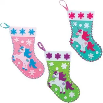 Vánoční dekorace Šitíčko vánoční punčochy jednorožec (3 ks) -