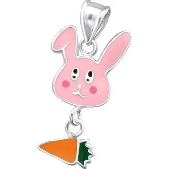 Přívěsek Dětský stříbrný přívěsek - králík s mrkvičkou