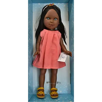 Panenka Realistická panenka Paulina v lososových šatech od firmy Vestida de Azul (španělská panenka - 33 cm)