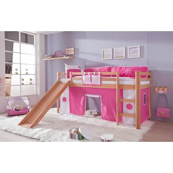 Dětská zvýšená postel se skluzavkou masiv buk -TOBY