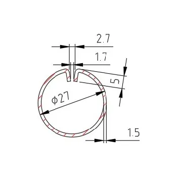 Stavební profil Lemovací profil B, drážka 1,7mm, 1,5x27 mm, délka 3000mm