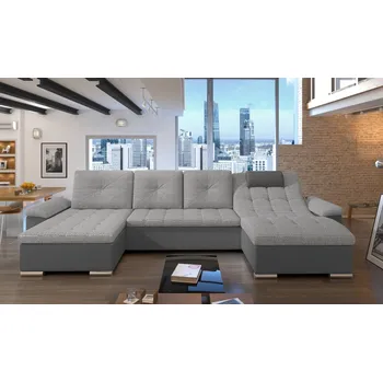 Sedací souprava Rozkládací rohová sedačka MORGAN světle šedá žíhaná / šedá