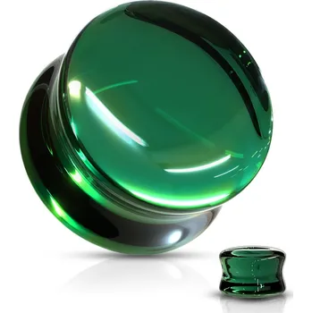 Piercing Šperky4U Skleněný plug do ucha zelený - PL01250G-16