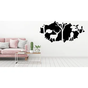 Samolepící dekorace Lepy.cz Samolepka na zeď Jelen a laň - les Velikost (šířka x výška): 85x42cm, Barevná varianta: Světle zelená