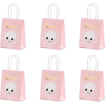 PartyDeco Darčeková párty taška - Boo ružová 6 ks